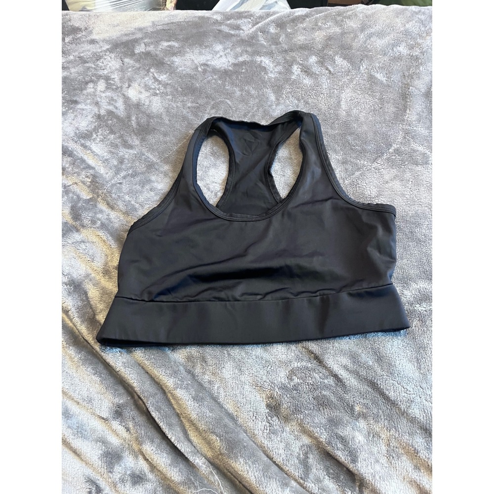 Black Racerback Sports Bra with Back Cutout Detail Activewear Top